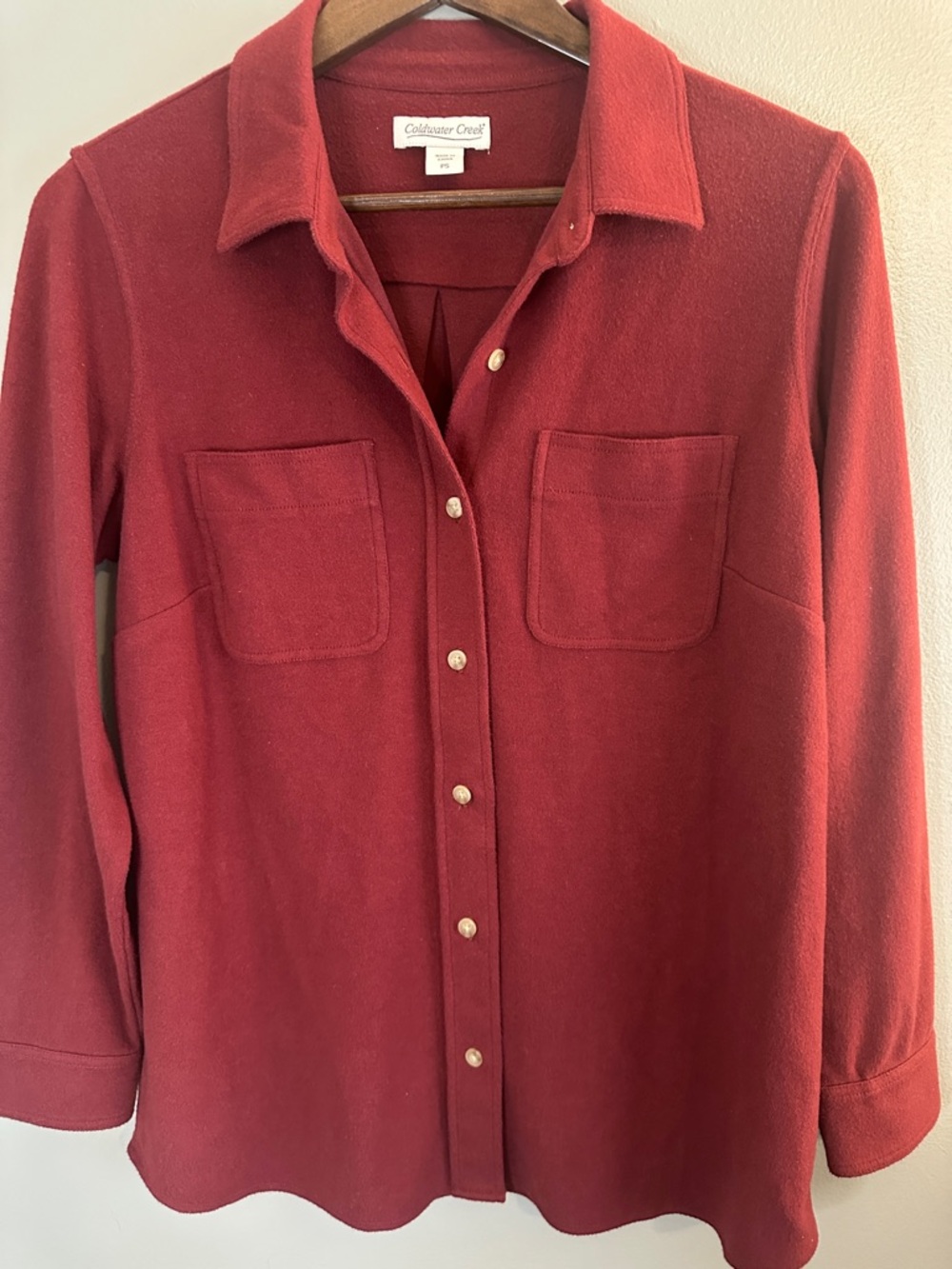 Coldwater Creek Petite Small Red Knit Button Front Shirt Jacket Top PS - Picture 7 of 8